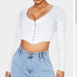 White Scuba Hook Crop Top
